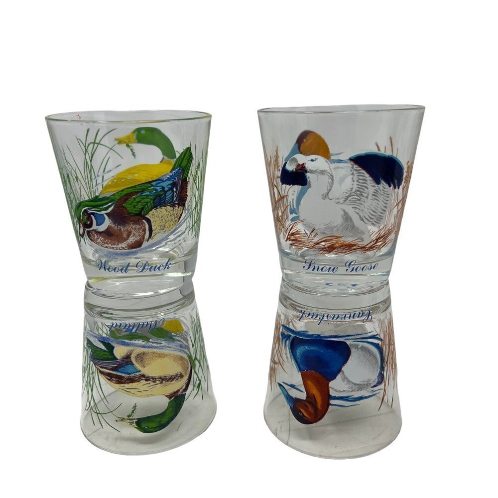 Vintage Arcoroc Juice Glasses 6 oz. DUCKS 4-Piece Set France